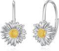 wholesale 925 Sterling Silver Hypoallergenic Daisy Flower Leverback Hoop Earrings for Women-0-0