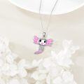 wholesale 925 Sterling Silver Pink Enamel Angel Heart Pendant Necklace for Women-0-3