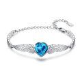 wholesale 925 Sterling Silver Birthstone Angel Wings Heart Bracelet for Women Mother s Day Gift-0-0