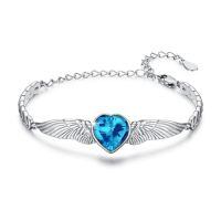 wholesale 925 Sterling Silver Birthstone Angel Wings Heart Bracelet for Women Mother s Day Gift-March