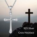 wholesale 925 Sterling Silver Cubic Zirconia Cross Pendant Necklaces for Women and Girls s 45cm Chain Length-0-4