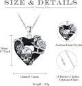 wholesale 925 Sterling Silver Heart-Shaped Black Crystal with Roses and Gothic Skeleton Pendant Necklaces for Women Men  45cm Chain Length-0-4