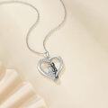 wholesale 925 Sterling Silver Heart-Shaped Love Cats Pendant Necklace with Cubic Zirconia Stones for Women and Girls-0-4