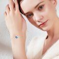 wholesale 925 Sterling Silver Blue Heart-Shaped Crystal Starfish & Turtle Charm Bracelet for Women - Adjustable Ocean -0-3