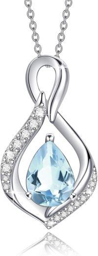 wholesale 925 Sterling Silver Infinity Teardrop Birthstone Necklace for Women Forever Love Jewelry Gift-03 Mar