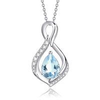 wholesale 925 Sterling Silver Orange Topaz Drop Pendant With Zirconia-03 Mar