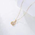 wholesale 14K Gold Double Heart Pendant with 0.55 ct Moissanite Necklaces for Women-0-3
