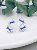 wholesale 925 Sterling Silver Dragonfly Stud Earrings with Blue Enamel and Cubic Zirconia - Perfect Gift for Women & Girls-0-4
