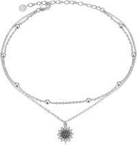 wholesale 925 Sterling Silver Double Layered Sunflower Charm Bracelet for Women Girls -Antiqued Sunflower Anklet