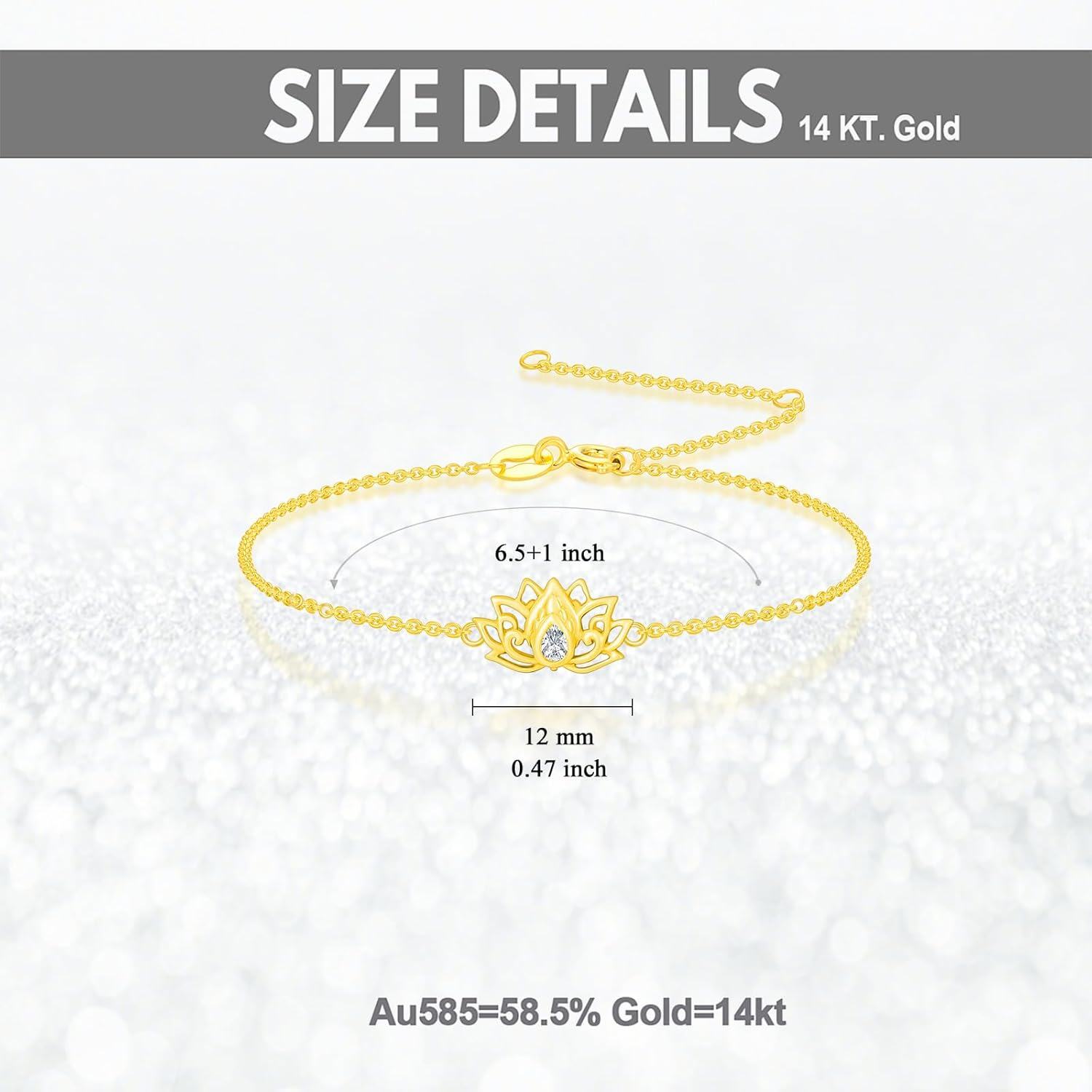 wholesale 18K Gold Lotus Flower Bracelet with Diamond Accent - Birthday & Christmas Gifts for Women-0-5