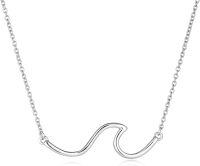 wholesale 925 Sterling Silver Ocean Wave Pendant Necklaces Minimalist Sea Gift for Her-Silver 20.0 Inches