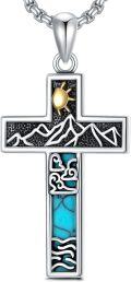 wholesale 925 Sterling Silver Turquoise Mountain Sun Pendant Necklaces for Men & Women-0-0