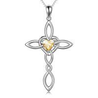 wholesale 925 Sterling Silver Heart Pendant Cross Necklace-Silver November cross necklace