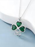 wholesale 925 Sterling Silver Green Crystal Shamrock Celtic Knot Claddagh Motherhood Love Knot Pendant Necklace for Women Gifts-0-1