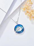 wholesale TOUPOP Cat Gifts For Women Sterling Silver Cat Necklaces With Circle Crystal Cat Lovers Jewelry Gifts For Women Girls Birthday Christmas -0-4