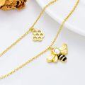 wholesale Gold 925 Sterling Silver Austrian Crystal Honeycomb & Bee Pendant Necklace for Women/Mom-0-4