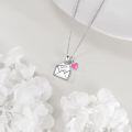 wholesale 925 Sterling Silver Love Letter & Pink Heart Pendant Necklace-0-2