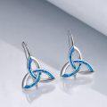 wholesale 925 Sterling Silver Blue Opal Triquetra Drop Earrings with Celtic Design-0-2