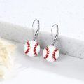 wholesale 925 Sterling Silver Baseball Shape Enamel Sporty Leverback Dangle Drop Earrings for Women and Girls-0-1