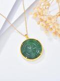 wholesale 14K Gold Plated 925 Sterling Silver Jade Compass Necklace for Women - Hypoallergenic Lucky Jewelry Gift-0-6
