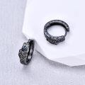 wholesale 925 Sterling Silver Hoop Earrings Viking Wolf Head Blue Enamel Rune Gun Black-0-1