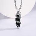 wholesale 925 Sterling Silver Black Obsidian Dragon Pendant Necklace for Men & Women-0-1