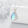 wholesale 925 Sterling Silver Moonstone Teardrop Pendant Necklace with Daffodil Flower Design for Women-0-2