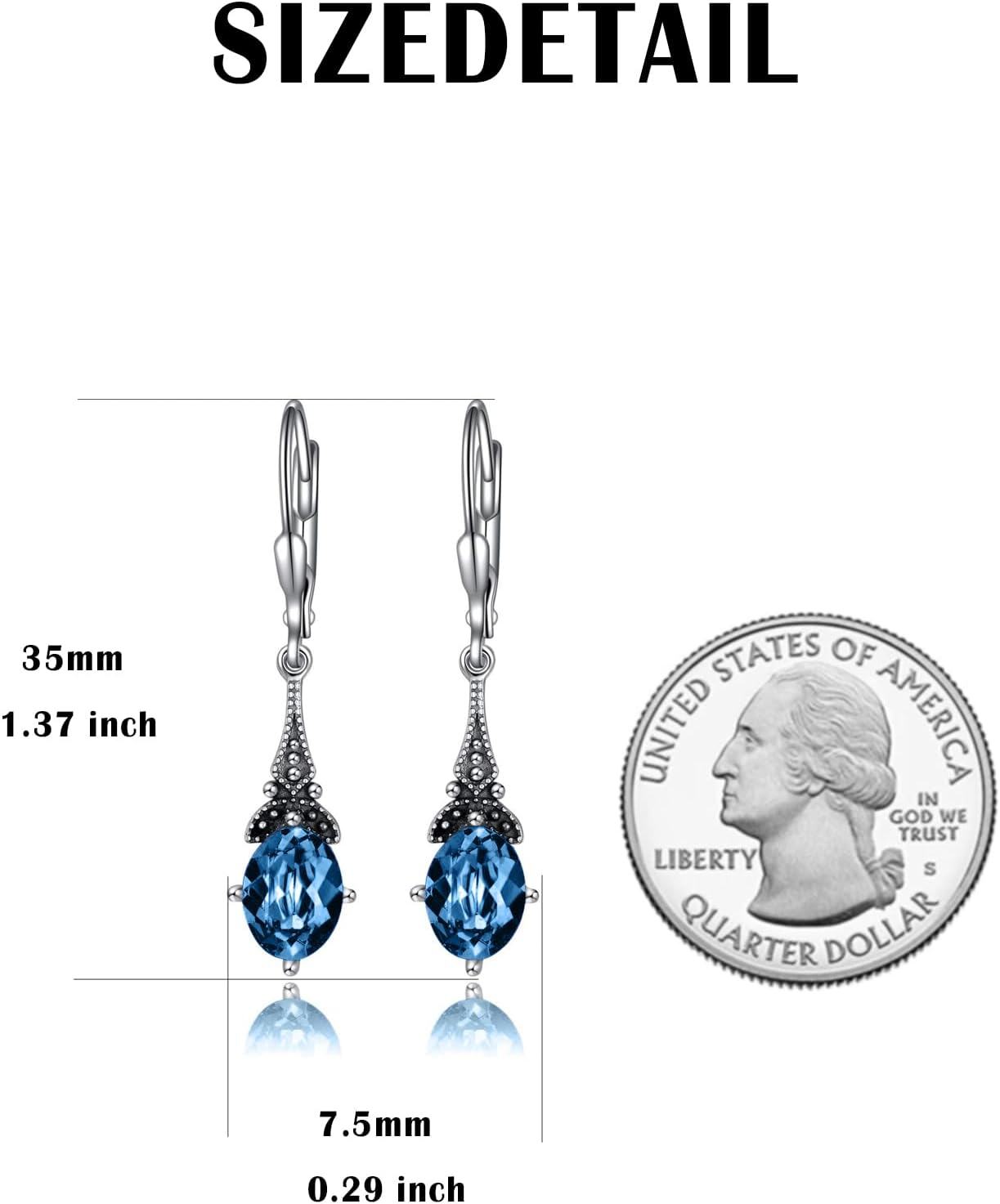 wholesale 925 Sterling Silver Blue Topaz Oval Cut Vintage Style Leverback Earrings-0-3