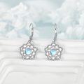 wholesale 925 Sterling Silver Moonstone Lotus Flower Leverback Earrings-0-2