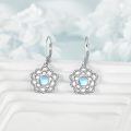 wholesale 925 Sterling Silver Moonstone Lotus Flower Leverback Earrings-0-2