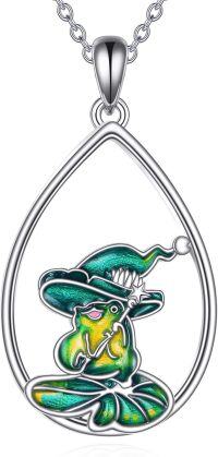 wholesale 925 Sterling Silver Wizard Frog Charm Pendant Necklaces Magical Gifts for Girls and Women-flog necklace