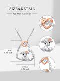 wholesale 925 Sterling Silver Heart Highland Cow Pendant Necklace with Rose Gold Accents and Cubic Zirconia Stones-0-1