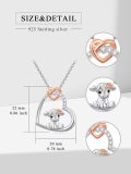 wholesale 925 Sterling Silver Heart Highland Cow Pendant Necklace with Rose Gold Accents and Cubic Zirconia Stones-0-1
