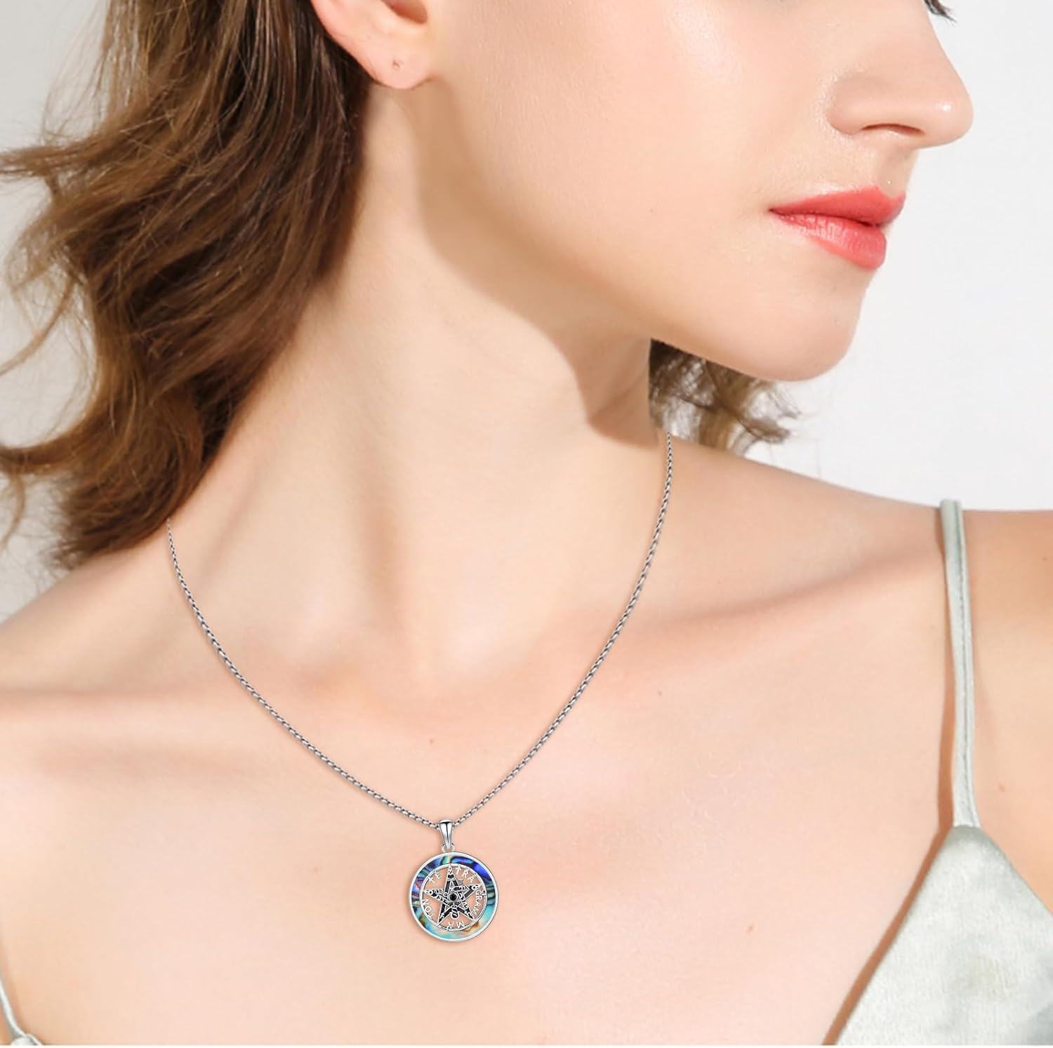 Sterling Silver Pentagram Pendant Necklaces for Women Men-0-4
