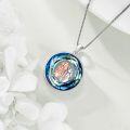 wholesale 925 Sterling Silver Round Blue Crystal Dog & Girl Locket Necklace Pendant s for Women-0-3