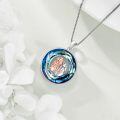 wholesale 925 Sterling Silver Round Blue Crystal Dog & Girl Locket Necklace Pendant s for Women-0-3