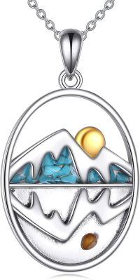 wholesale 925 Sterling Silver Mountain Turquoise and Tiger Eye Pendant Necklace for Women Christian s-Mustard seed