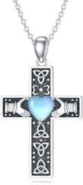 wholesale 925 Sterling Silver Celtic Cross & Claddagh Heart Pendant Necklace for Women Girls -0-0