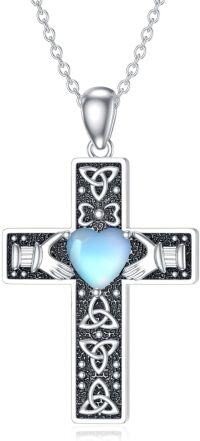 wholesale 925 Sterling Silver Celtic Cross & Claddagh Heart Pendant Necklace for Women Girls -cross