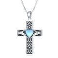 wholesale 925 Sterling Silver Celtic Claddagh Heart Cross Pendant Necklace With Moonstone-0-0