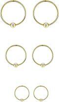 wholesale Gold 925 Sterling Silver Small Ball Studs Minimalist Hoop Earrings for Women - Hypoallergenic Jewelry Set of 6 Pairs-0-0