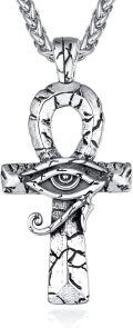 wholesale 925 Sterling Silver Ankh Eye of Horus Pendant with 24 Wheat Chain-0-0
