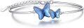 wholesale 925 Sterling Silver Blue Crystal Butterfly Bangle Bracelet for Women-0-0