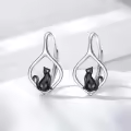 TOUPOP Sterling Silver Stone Animal Leverback Hoop Earrings-0-1