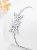 TOUPOP Sterling Silver Stone Celtic Sun Moon Floral Hamsa Hand Bracelets-0-1