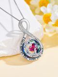 TOUPOP Sterling Silver Birthstone Moon And Star Pendant Necklace I Love You To The Moon And Back-0-2