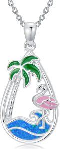 wholesale Palm Tree/sea Turtle/dolphin/flamingo Necklace 925 Sterling Silver Teardrop Ocean Necklace Blue Opal Wave Jewelry Summer Christmas Gifts For Women Her -0-0