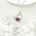 wholesale 925 Sterling Silver Red Ladybug in Heart Shaped Frame Pendant Necklace - Cute Insect  for Women-0-2