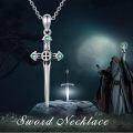 wholesale 925 Sterling Silver Green Crystal Sword Cross Pendant Necklace-0-1