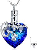 wholesale 925 Sterling Silver Elephant Heart Blue Crystal Cremation Jewelry Urn Pendant Necklace with Funnel and Fill Kit-0-0